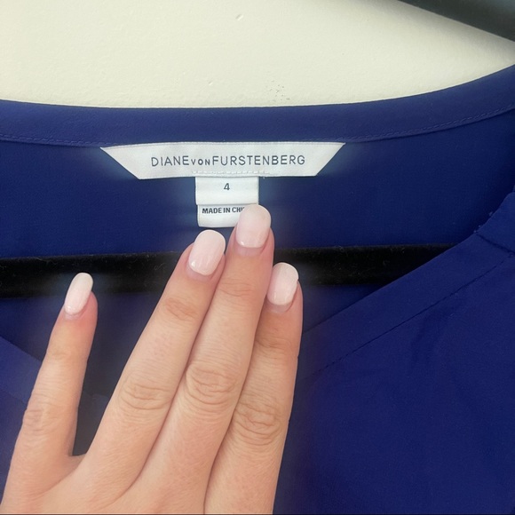DVF Lane silk blouse long sleeve sheer blue top - Picture 3 of 7